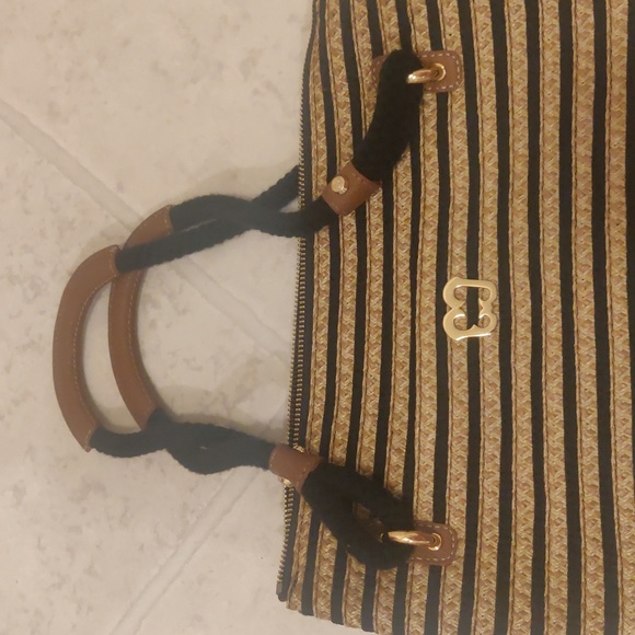 Eric Javits New YorkNautical Braid Squishee straw two tone Handbag - Picture 9 of 14